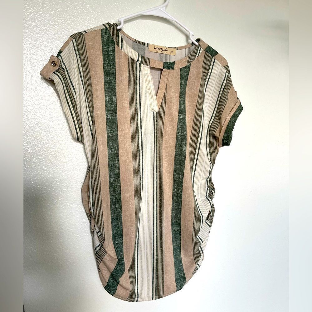 Liberty Love Striped Blouse - Green and Tan